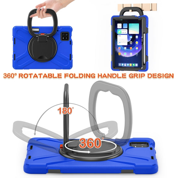 For Xiaomi Pad 6 / 6 Pro Silicone Hybrid PC Tablet Case with Holder & Shoulder Strap(Blue)