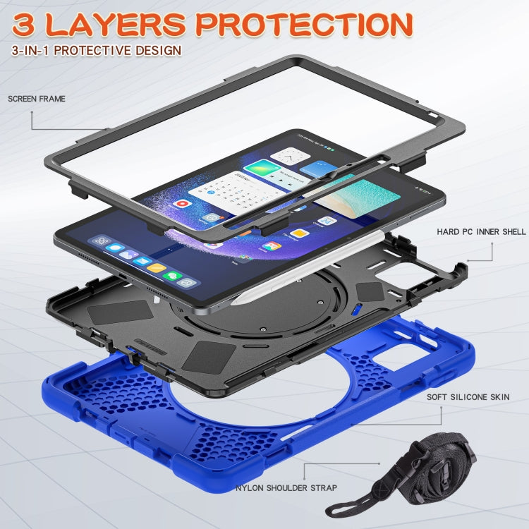For Xiaomi Pad 6 / 6 Pro Silicone Hybrid PC Tablet Case with Holder & Shoulder Strap(Blue) - free shipping - PMC TechLife - Order now!