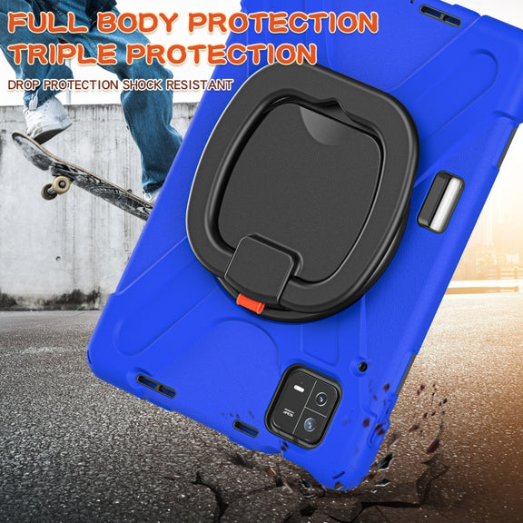 For Xiaomi Pad 6 / 6 Pro Silicone Hybrid PC Tablet Case with Holder & Shoulder Strap(Blue)