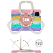 For Xiaomi Pad 6 / 6 Pro Silicone Hybrid PC Tablet Case with Holder & Shoulder Strap(Colorful Pink)