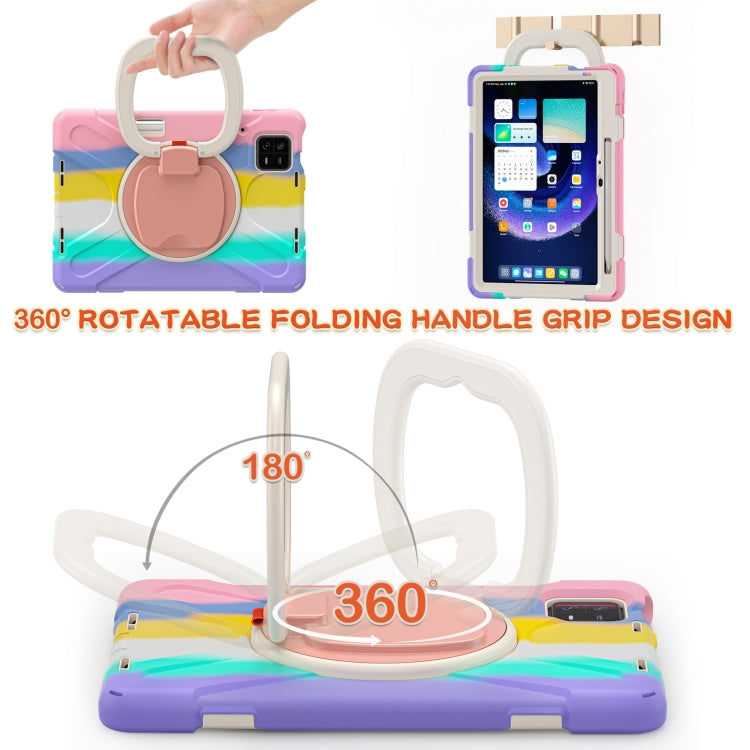 For Xiaomi Pad 6 / 6 Pro Silicone Hybrid PC Tablet Case with Holder & Shoulder Strap(Colorful Pink)