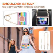For Xiaomi Pad 6 / 6 Pro Silicone Hybrid PC Tablet Case with Holder & Shoulder Strap(Colorful Pink)