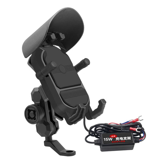 WUPP CS-1848B1 15W Motorcycle Wireless Fast Charging Phone Navigation Holder, Style:Rearview Mirror Type - free shipping - PMC Jewellery - Order now!