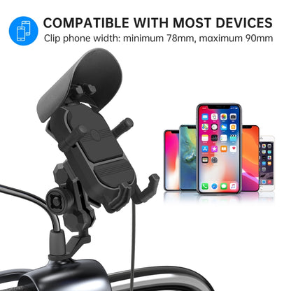 WUPP CS-1848B1 15W Motorcycle Wireless Fast Charging Phone Navigation Holder, Style:Rearview Mirror Type - free shipping - PMC Jewellery - Order now!