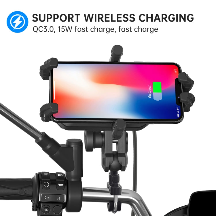 WUPP CS-1848B2 15W Motorcycle Wireless Fast Charging Phone Navigation Holder, Style:Handlebars - free shipping - PMC Jewellery - Order now!
