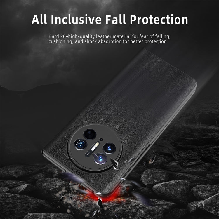 For Huawei Mate X3 Retro Magnetic Side Window View Leather Smart Phone Case(Green)