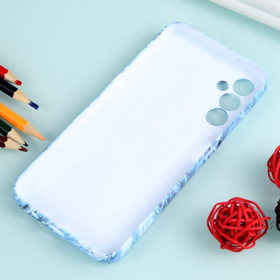 For Samsung Galaxy S23 5G Marble Pattern Phone Case(Navy Blue White)