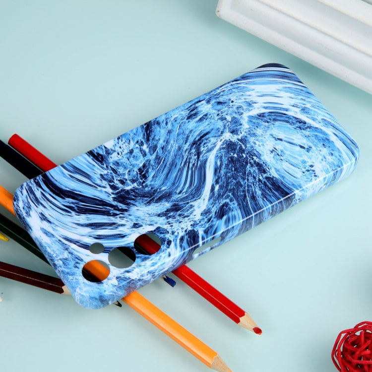 For Samsung Galaxy S23 5G Marble Pattern Phone Case(Navy Blue White)
