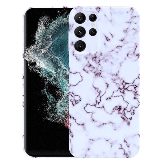 For Samsung Galaxy S22 Ultra 5G Marble Pattern Phone Case(Red White) - free shipping - PMC Jewellery - Order now!