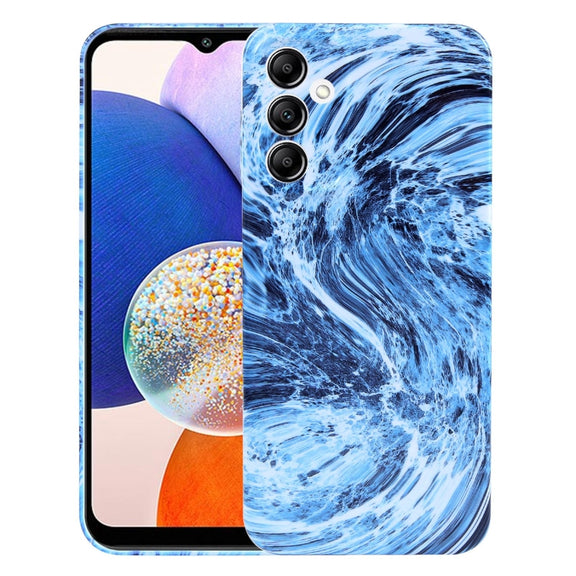 For Samsung Galaxy A14 Marble Pattern Phone Case(Navy Blue White)