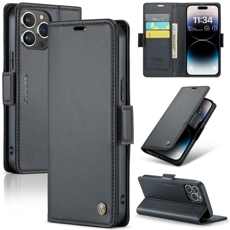 For iPhone 14 Pro CaseMe 023 Butterfly Buckle Litchi Texture RFID Anti-theft Leather Phone Case(Black) - iPhone 14 Pro Cases by CaseMe | Online Shopping South Africa | PMC TechLife