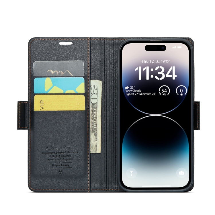 For iPhone 14 Pro CaseMe 023 Butterfly Buckle Litchi Texture RFID Anti-theft Leather Phone Case(Black) - iPhone 14 Pro Cases by CaseMe | Online Shopping South Africa | PMC TechLife