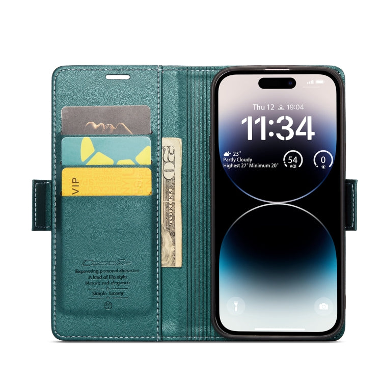 For iPhone 14 Pro CaseMe 023 Butterfly Buckle Litchi Texture RFID Anti-theft Leather Phone Case(Pearly Blue) - iPhone 14 Pro Cases by CaseMe | Online Shopping South Africa | PMC TechLife