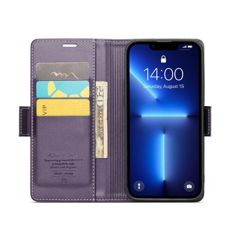 For iPhone 13 Pro CaseMe 023 Butterfly Buckle Litchi Texture RFID Anti-theft Leather Phone Case(Pearly Purple) - iPhone 13 Pro Cases by CaseMe | Online Shopping South Africa | PMC TechLife | Buy Now Pay Later Mobicred
