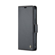 For iPhone 13 Pro Max CaseMe 023 Butterfly Buckle Litchi Texture RFID Anti-theft Leather Phone Case(Black)