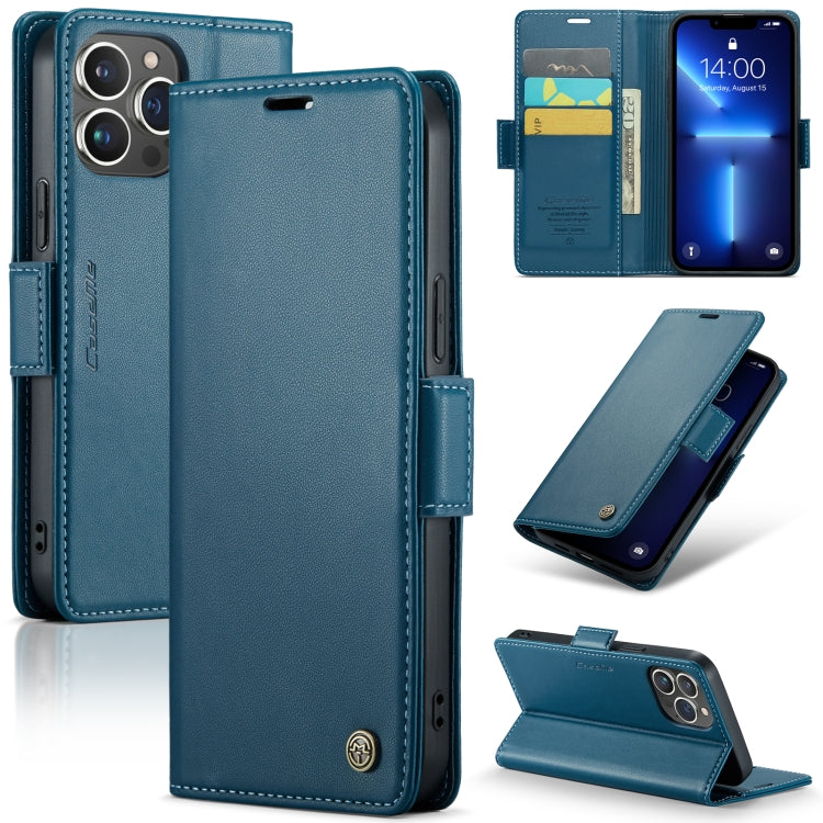 For iPhone 13 Pro Max CaseMe 023 Butterfly Buckle Litchi Texture RFID Anti-theft Leather Phone Case(Blue) - iPhone 13 Pro Max Cases by CaseMe | Online Shopping South Africa | PMC TechLife | Buy Now Pay Later Mobicred