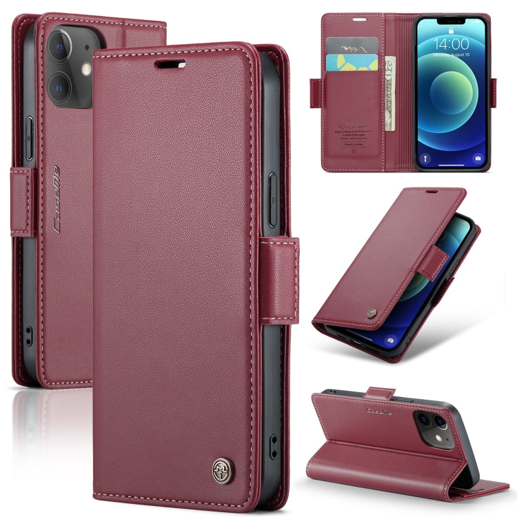 For iPhone 12 mini CaseMe 023 Butterfly Buckle Litchi Texture RFID Anti-theft Leather Phone Case(Wine Red) - iPhone 12 mini Cases by CaseMe | Online Shopping South Africa | PMC TechLife | Buy Now Pay Later Mobicred