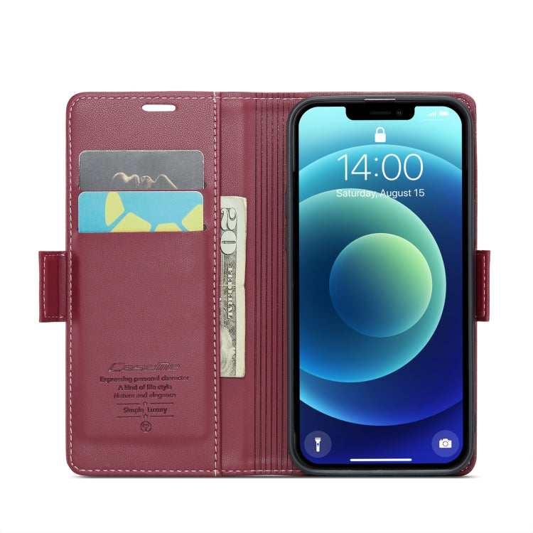For iPhone 12 mini CaseMe 023 Butterfly Buckle Litchi Texture RFID Anti-theft Leather Phone Case(Wine Red) - iPhone 12 mini Cases by CaseMe | Online Shopping South Africa | PMC TechLife | Buy Now Pay Later Mobicred