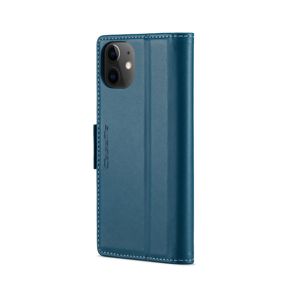 For iPhone 12 mini CaseMe 023 Butterfly Buckle Litchi Texture RFID Anti-theft Leather Phone Case(Blue)