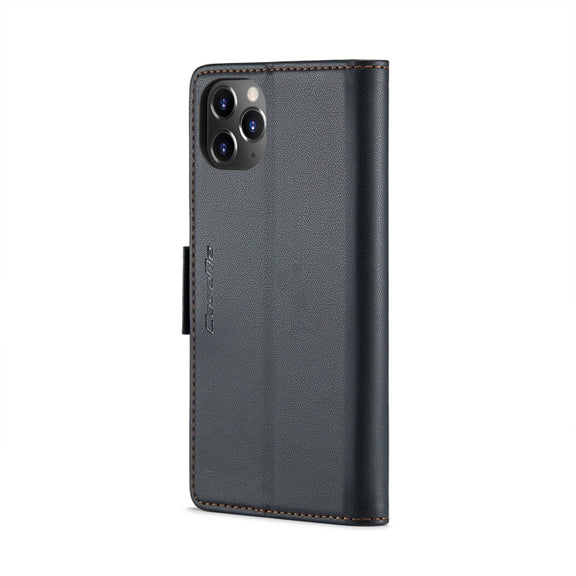 For iPhone 11 Pro CaseMe 023 Butterfly Buckle Litchi Texture RFID Anti-theft Leather Phone Case(Black)