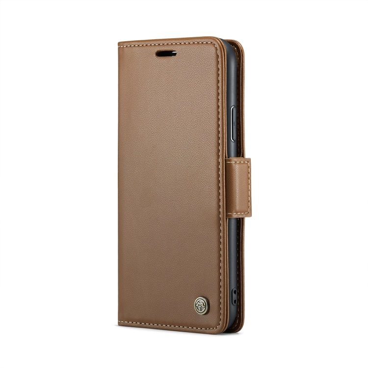 For iPhone 11 Pro Max CaseMe 023 Butterfly Buckle Litchi Texture RFID Anti-theft Leather Phone Case(Brown)