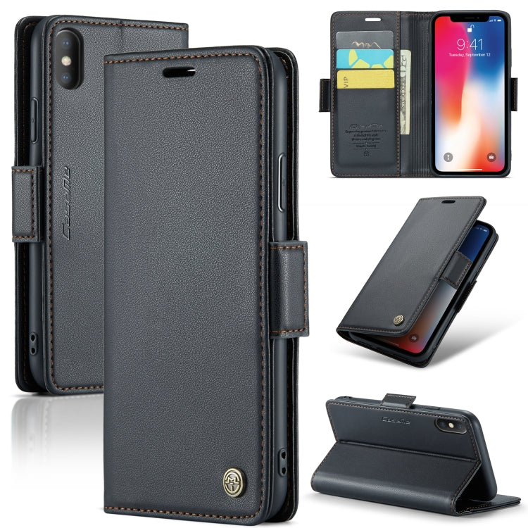 For iPhone XS Max CaseMe 023 Butterfly Buckle Litchi Texture RFID Anti-theft Leather Phone Case(Black) - More iPhone Cases by CaseMe | Online Shopping South Africa | PMC TechLife | Buy Now Pay Later Mobicred