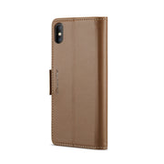 For iPhone XS Max CaseMe 023 Butterfly Buckle Litchi Texture RFID Anti-theft Leather Phone Case(Brown)