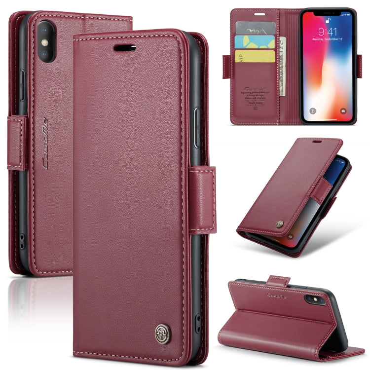 For iPhone XS Max CaseMe 023 Butterfly Buckle Litchi Texture RFID Anti-theft Leather Phone Case(Wine Red) - More iPhone Cases by CaseMe | Online Shopping South Africa | PMC TechLife | Buy Now Pay Later Mobicred