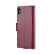 For iPhone XS Max CaseMe 023 Butterfly Buckle Litchi Texture RFID Anti-theft Leather Phone Case(Wine Red)