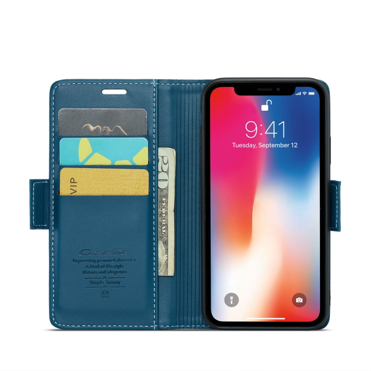 For iPhone XS Max CaseMe 023 Butterfly Buckle Litchi Texture RFID Anti-theft Leather Phone Case(Blue) - More iPhone Cases by CaseMe | Online Shopping South Africa | PMC TechLife | Buy Now Pay Later Mobicred
