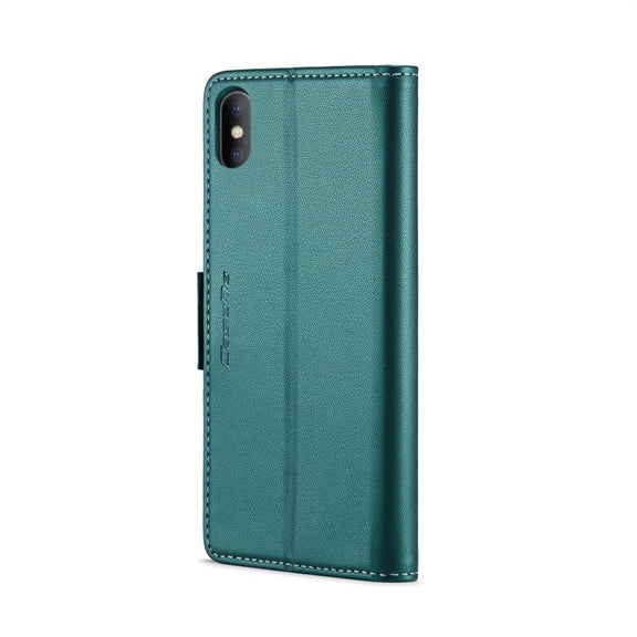 For iPhone XS Max CaseMe 023 Butterfly Buckle Litchi Texture RFID Anti-theft Leather Phone Case(Pearly Blue)