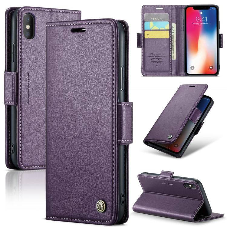 For iPhone XS Max CaseMe 023 Butterfly Buckle Litchi Texture RFID Anti-theft Leather Phone Case(Pearly Purple) - More iPhone Cases by CaseMe | Online Shopping South Africa | PMC TechLife | Buy Now Pay Later Mobicred
