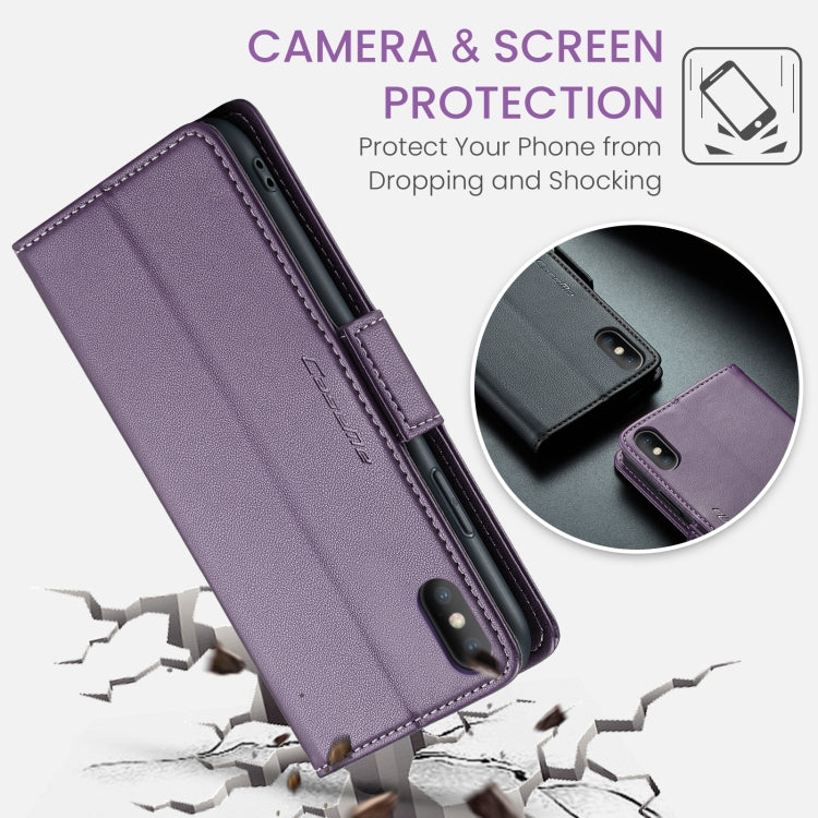 For iPhone XS Max CaseMe 023 Butterfly Buckle Litchi Texture RFID Anti-theft Leather Phone Case(Pearly Purple) - More iPhone Cases by CaseMe | Online Shopping South Africa | PMC TechLife | Buy Now Pay Later Mobicred