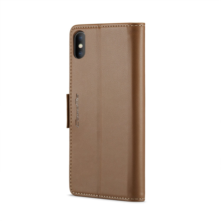 For iPhone XS CaseMe 023 Butterfly Buckle Litchi Texture RFID Anti-theft Leather Phone Case(Brown) - More iPhone Cases by CaseMe | Online Shopping South Africa | PMC TechLife | Buy Now Pay Later Mobicred