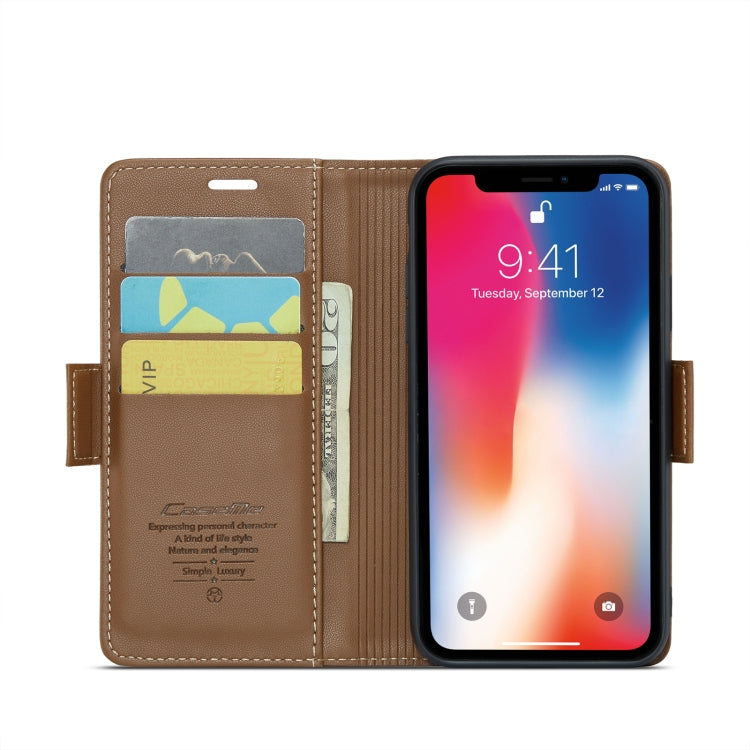 For iPhone XS CaseMe 023 Butterfly Buckle Litchi Texture RFID Anti-theft Leather Phone Case(Brown) - More iPhone Cases by CaseMe | Online Shopping South Africa | PMC TechLife | Buy Now Pay Later Mobicred