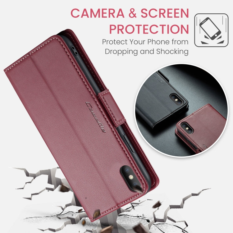 For iPhone XS CaseMe 023 Butterfly Buckle Litchi Texture RFID Anti-theft Leather Phone Case(Wine Red) - More iPhone Cases by CaseMe | Online Shopping South Africa | PMC TechLife