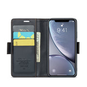 For iPhone XR CaseMe 023 Butterfly Buckle Litchi Texture RFID Anti-theft Leather Phone Case(Black)