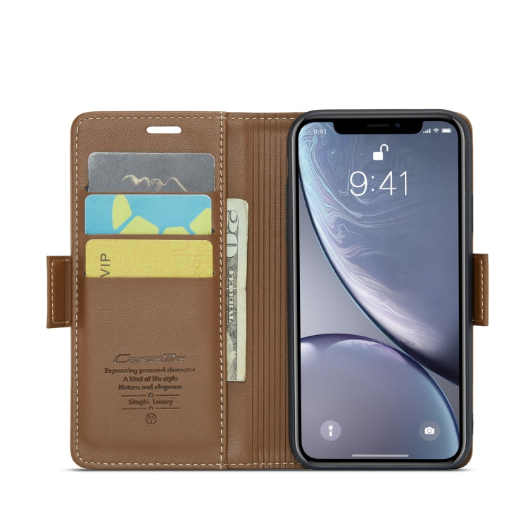 For iPhone XR CaseMe 023 Butterfly Buckle Litchi Texture RFID Anti-theft Leather Phone Case(Brown) - More iPhone Cases by CaseMe | Online Shopping South Africa | PMC TechLife | Buy Now Pay Later Mobicred