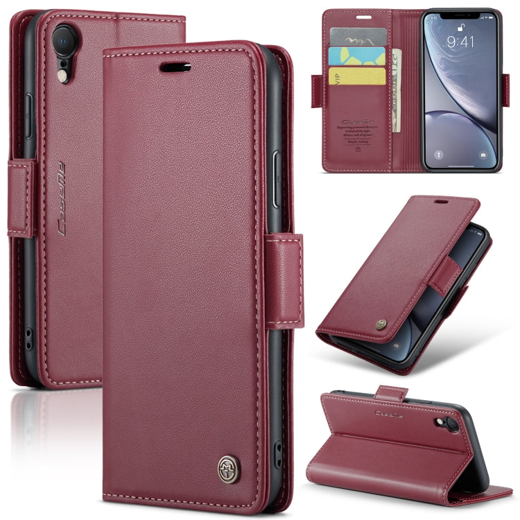 For iPhone XR CaseMe 023 Butterfly Buckle Litchi Texture RFID Anti-theft Leather Phone Case(Wine Red) - More iPhone Cases by CaseMe | Online Shopping South Africa | PMC TechLife