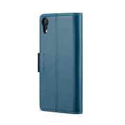 For iPhone XR CaseMe 023 Butterfly Buckle Litchi Texture RFID Anti-theft Leather Phone Case(Blue)