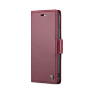 For iPhone 6 Plus/7 Plus/8 Plus CaseMe 023 Butterfly Buckle Litchi Texture RFID Anti-theft Leather Phone Case(Wine Red)