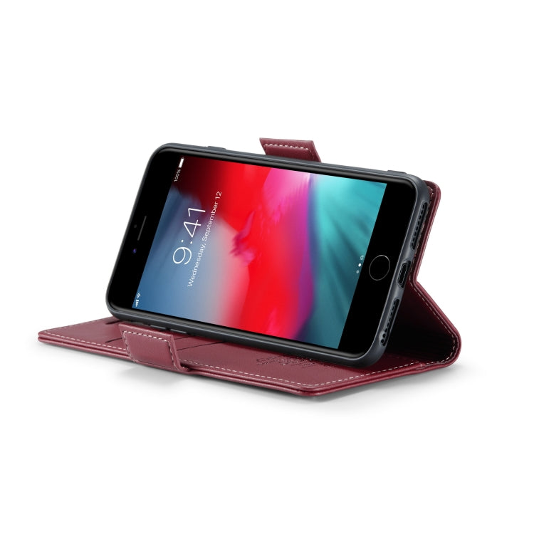 For iPhone 6 Plus/7 Plus/8 Plus CaseMe 023 Butterfly Buckle Litchi Texture RFID Anti-theft Leather Phone Case(Wine Red)