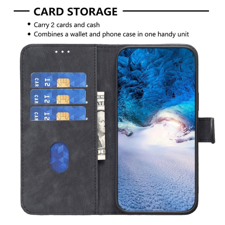 For iPhone 11 Pro Max Plaid Embossed Leather Phone Case(Black)