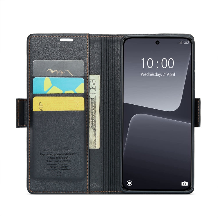 For Xiaomi 13 CaseMe 023 Butterfly Buckle Litchi Texture RFID Anti-theft Leather Phone Case(Black) - free shipping - PMC TechLife - Order now!