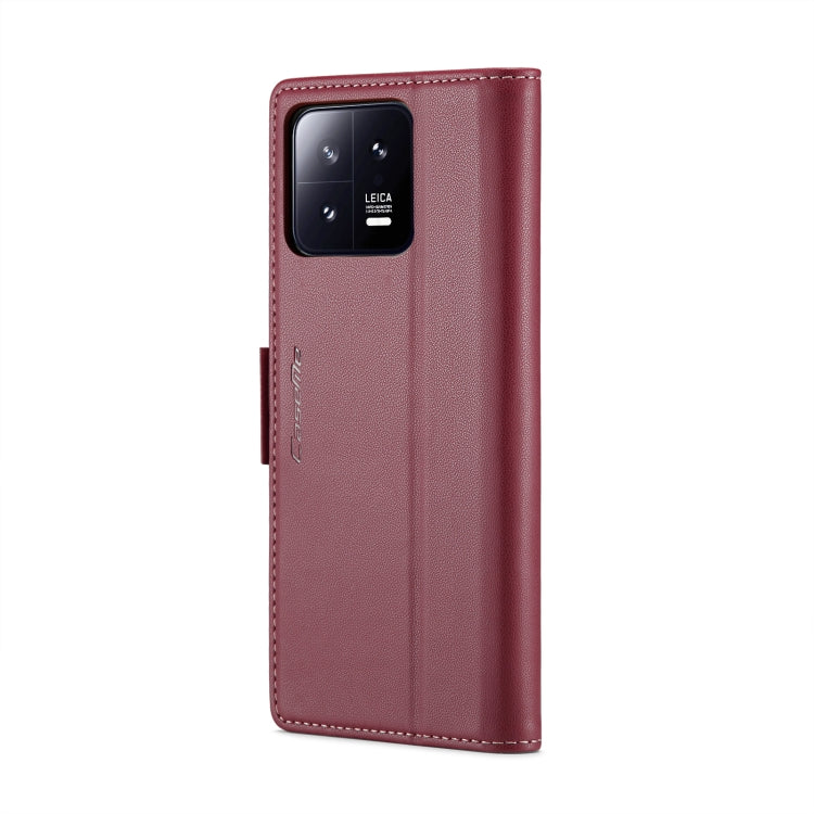 For Xiaomi 13 CaseMe 023 Butterfly Buckle Litchi Texture RFID Anti-theft Leather Phone Case(Wine Red)