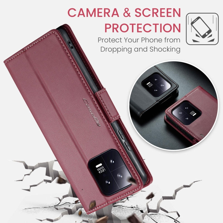 For Xiaomi 13 CaseMe 023 Butterfly Buckle Litchi Texture RFID Anti-theft Leather Phone Case(Wine Red)