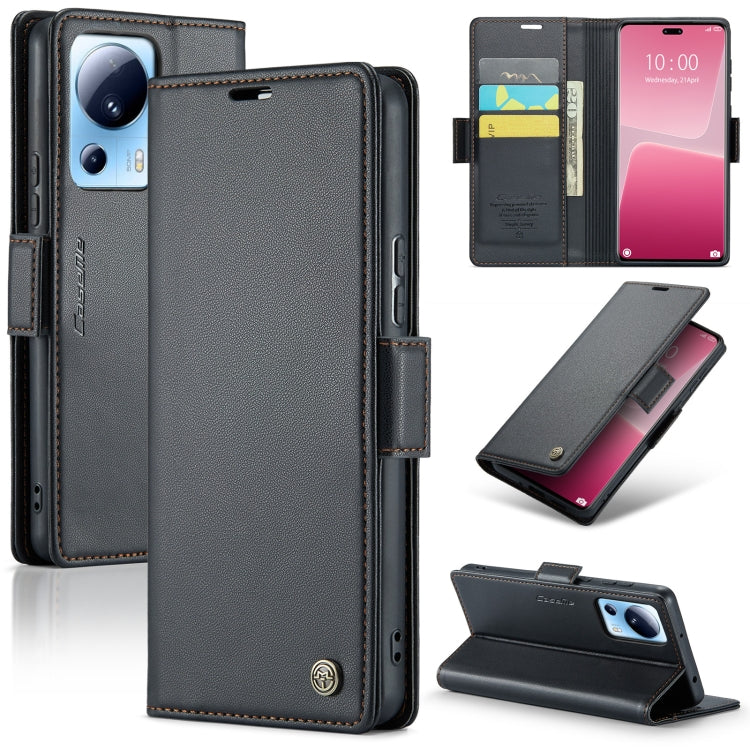 For Xiaomi 13 Lite CaseMe 023 Butterfly Buckle Litchi Texture RFID Anti-theft Leather Phone Case(Black) - free shipping - PMC TechLife - Order now!