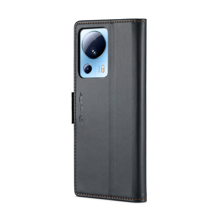 For Xiaomi 13 Lite CaseMe 023 Butterfly Buckle Litchi Texture RFID Anti-theft Leather Phone Case(Black) - free shipping - PMC TechLife - Order now!