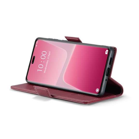 For Xiaomi 13 Lite CaseMe 023 Butterfly Buckle Litchi Texture RFID Anti-theft Leather Phone Case(Wine Red)