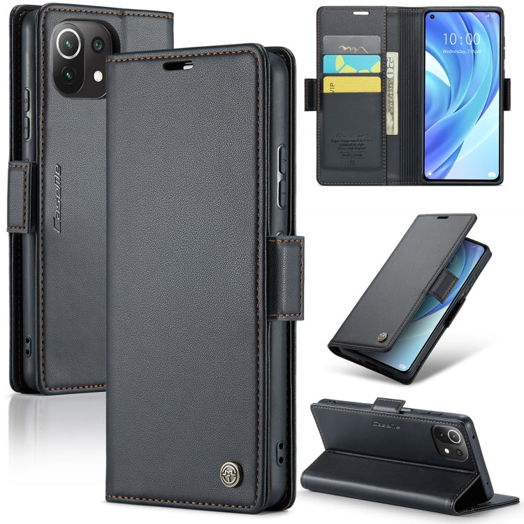 For Xiaomi Mi 11 Lite CaseMe 023 Butterfly Buckle Litchi Texture RFID Anti-theft Leather Phone Case(Black) - free shipping - PMC TechLife - Order now!